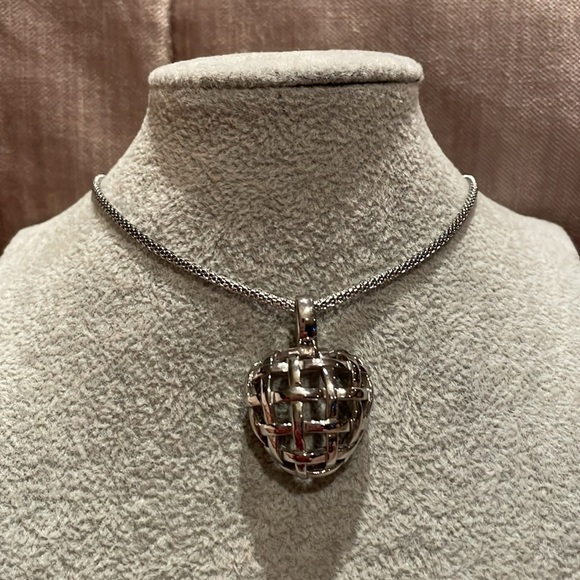 CHISEL Heart Pendant Necklace Basket Weave Style 17” Stainless Steel - Picture 1 of 8